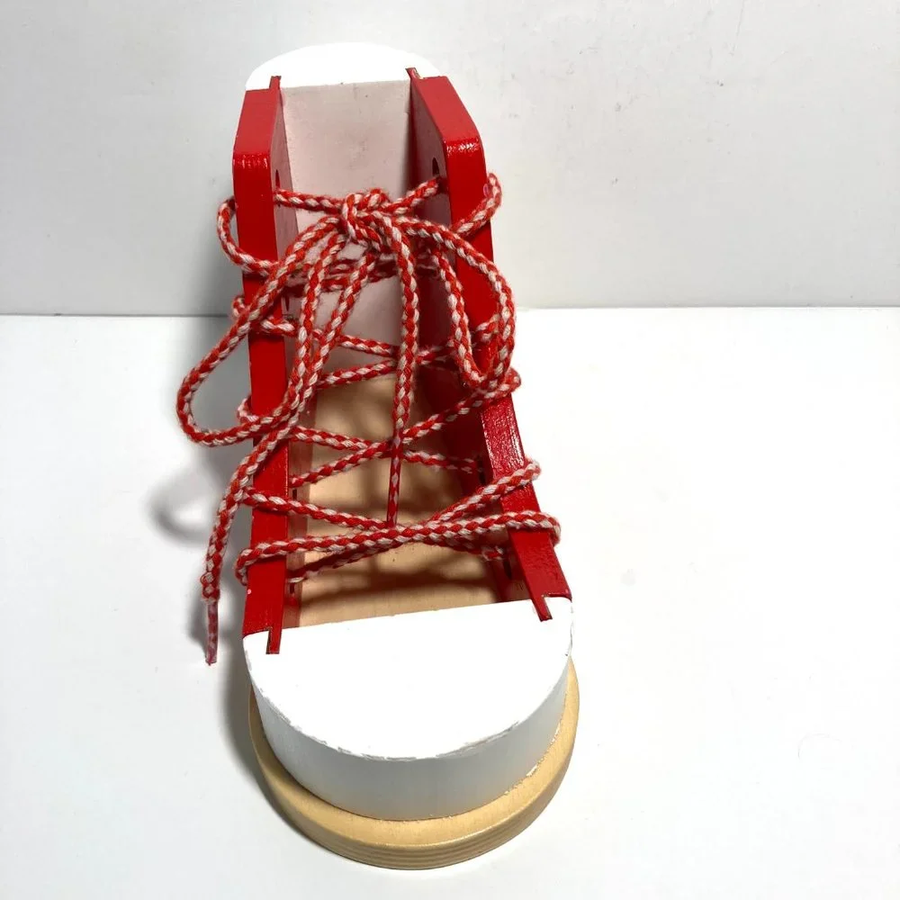 MELISSA and DOUG Deluxe Wood Lacing Sneaker Learn to Tie a Shoe Educational